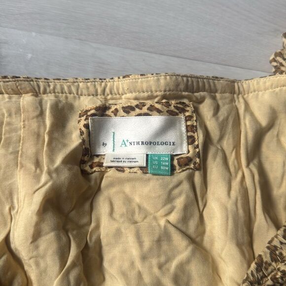 ANTHROPOLOGIE BOLONO CHEETAH PRINT BUTTON UP RUFFLE BELTED DRESS size 16W NWOT - Picture 7 of 7